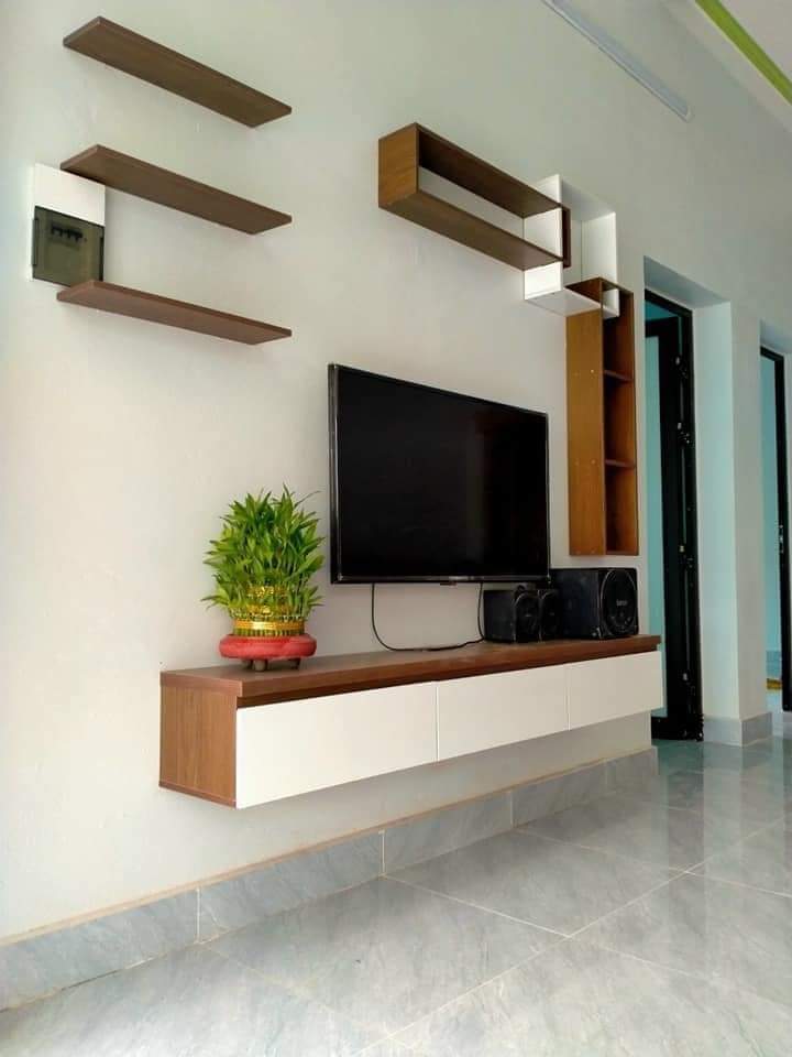 Kệ Ti Vi Gỗ Ép Công Nghiệp Treo Tường Mẫu 04 Hải Phòng